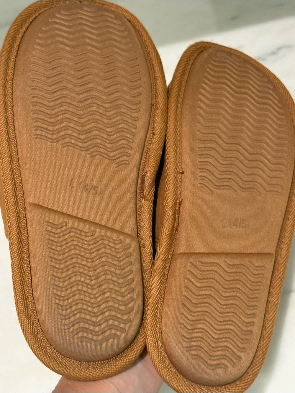 Nordstrom Kids Tan Brown Suede-Look Shearling Slippers